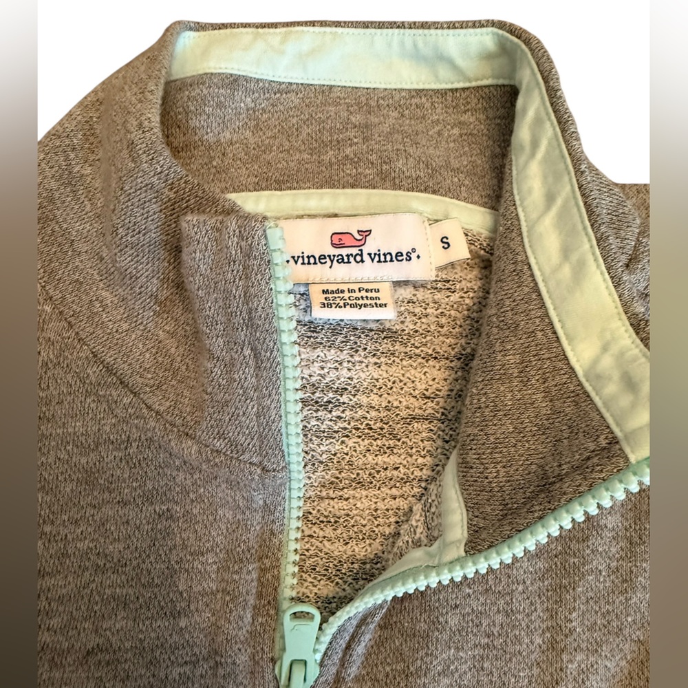 Vineyard Vines Pullover Gray And Mint Quarter-Zip… - image 3